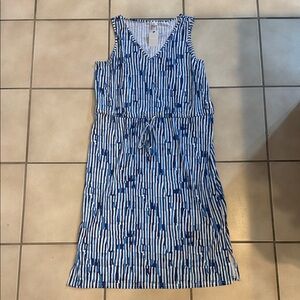 west loop Blue & White Striped Drawstring Midi Dress
